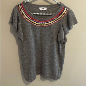 THML Short Sleeve Grey Sweater. Size Large
